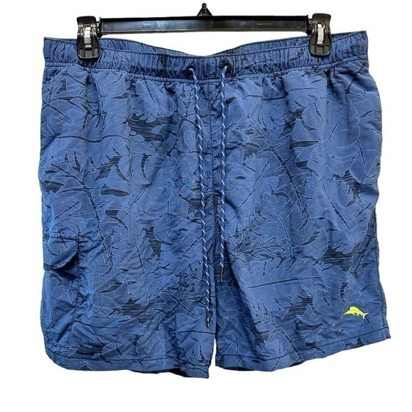 Tommy Bahama Relaxed Swim Shorts Blue in leafs - Picture 1 of 6